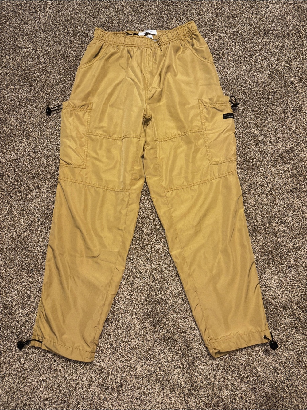Urban Outfitters Nylon Tech Cargo Pants Tan Khaki Utility Baggy Trousers M